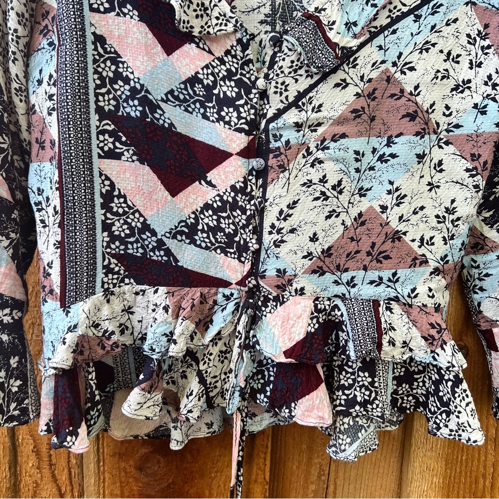 Jessica Simpson Multicolor Patchwork Blouse - Picture 6 of 8